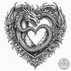 Tattoo sketch a heart container with a dragon... - эскиз тату (№1752725930_0, 17.07.2025 04:18) — tattoo-photo.ru