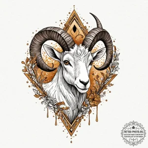 Tattoo design a capricorn goat-fish, half rea... - эскиз тату (№1752726555_0, 17.07.2025 04:29) — tattoo-photo.ru