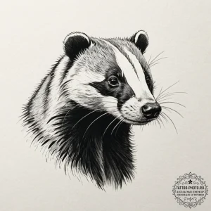 Badger, tattoo drawing outline, realistic bla... - эскиз тату (№1752726630_0, 17.07.2025 04:30) — tattoo-photo.ru