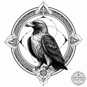 Tattoo design a stylized raven or eagle watch... - эскиз тату (№1752727646_0, 17.07.2025 04:47) — tattoo-photo.ru