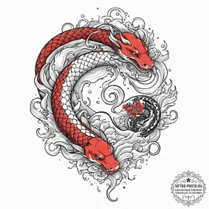A detailed shot of a coiled snake., concept a... - эскиз тату (№1752728441_0, 17.07.2025 05:00) — tattoo-photo.ru
