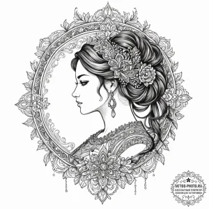 Tattoo sketch a warrior woman's silhouette, e... - эскиз тату (№1752728602_0, 17.07.2025 05:03) — tattoo-photo.ru