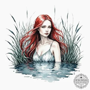 An ethereal watercolor tattoo sketch of a rus... - эскиз тату (№1752728761_0, 17.07.2025 05:06) — tattoo-photo.ru