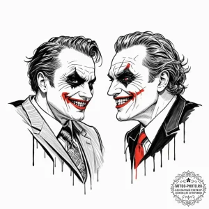A sketch of the "interrogation" scene between... - эскиз тату (№1752729643_0, 17.07.2025 05:20) — tattoo-photo.ru