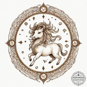 Tattoo design a zodiac animal's spirit appear... - эскиз тату (№1752730282_0, 17.07.2025 05:31) — tattoo-photo.ru