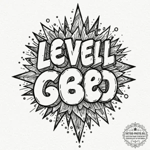 Tattoo sketch a glowing "level 99" or "max le... - эскиз тату (№1752730362_0, 17.07.2025 05:32) — tattoo-photo.ru
