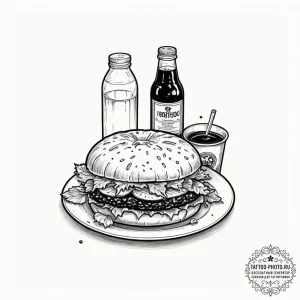 Food & drink, ink illustration for tattoo, on... - эскиз тату (№1752730680_0, 17.07.2025 05:38) — tattoo-photo.ru