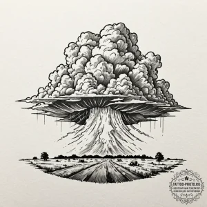 A dramatic wide shot of a supercell thunderst... - эскиз тату (№1752731318_0, 17.07.2025 05:48) — tattoo-photo.ru