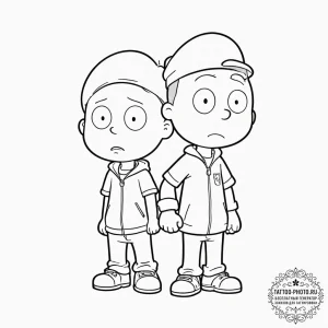 A graphic novel panel of stewie and brian fro... - эскиз тату (№1752731397_0, 17.07.2025 05:49) — tattoo-photo.ru
