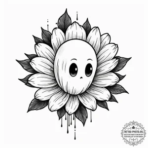 Tattoo design a cute, stylized ghost peeking... - эскиз тату (№1752731961_0, 17.07.2025 05:59) — tattoo-photo.ru
