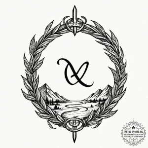 87. tattoo design: a "treba" rune with a subt... - эскиз тату (№1752732201_0, 17.07.2025 06:03) — tattoo-photo.ru