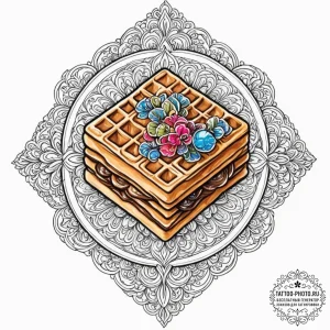 Tattoo sketch a 'waffle' on one, 'syrup' on t... - эскиз тату (№1752732282_0, 17.07.2025 06:04) — tattoo-photo.ru