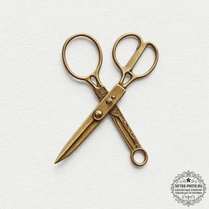 A minimalist tattoo of a single golden scisso... - эскиз тату (№1752732521_0, 17.07.2025 06:08) — tattoo-photo.ru