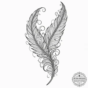 Tattoo design a detailed feather with every b... - эскиз тату (№1752732920_0, 17.07.2025 06:15) — tattoo-photo.ru