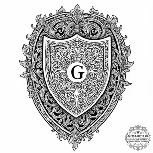 Tattoo design a detailed medieval shield with... - эскиз тату (№1752734196_0, 17.07.2025 06:36) — tattoo-photo.ru