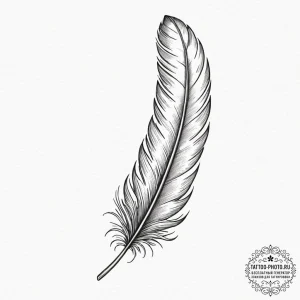 Tattoo sketch a delicate feather with intrica... - эскиз тату (№1752735588_0, 17.07.2025 06:59) — tattoo-photo.ru