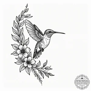 Tattoo design a small, elegant hummingbird ho... - эскиз тату (№1752735744_0, 17.07.2025 07:02) — tattoo-photo.ru