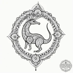 Kokopelli, ink illustration for tattoo, geome... - эскиз тату (№1752736133_0, 17.07.2025 07:08) — tattoo-photo.ru