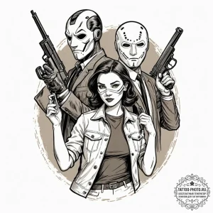 A graphic novel portrait of the main characte... - эскиз тату (№1752737061_0, 17.07.2025 07:24) — tattoo-photo.ru