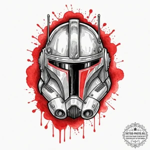 Tattoo sketch a stylized bounty hunter's helm... - эскиз тату (№1752737840_0, 17.07.2025 07:37) — tattoo-photo.ru