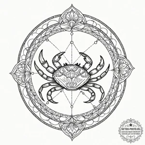 Tattoo design a minimalist cancer crab, its s... - эскиз тату (№1752738384_0, 17.07.2025 07:46) — tattoo-photo.ru