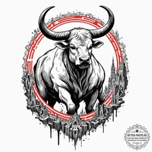 A sketch of a minotaur in a labyrinth., tatto... - эскиз тату (№1752738619_0, 17.07.2025 07:50) — tattoo-photo.ru