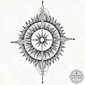 Tattoo sketch: a kolovrat integrated into a s... - эскиз тату (№1752738774_0, 17.07.2025 07:52) — tattoo-photo.ru