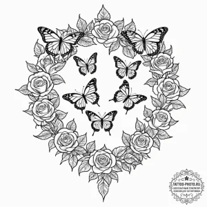A swarm of monarch butterflies migrating., ta... - эскиз тату (№1752738852_0, 17.07.2025 07:54) — tattoo-photo.ru