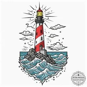 Tattoo sketch a lighthouse beam cutting throu... - эскиз тату (№1752739475_0, 17.07.2025 08:04) — tattoo-photo.ru