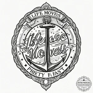 A chicano lettering tattoo "life moves pretty... - эскиз тату (№1752740114_0, 17.07.2025 08:15) — tattoo-photo.ru