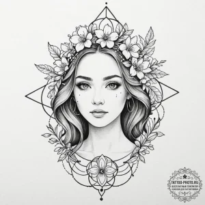 Tattoo sketch: lada, depicted as a beautiful... - эскиз тату (№1752740431_0, 17.07.2025 08:20) — tattoo-photo.ru
