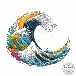Tattoo design a powerful wave cresting, embod... - эскиз тату (№1752741579_0, 17.07.2025 08:39) — tattoo-photo.ru
