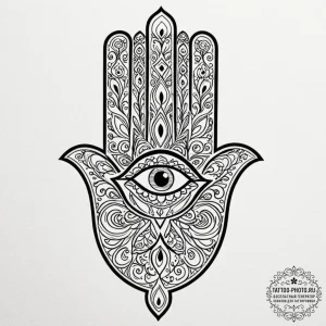 Tattoo design a traditional 'hamsa' hand with... - эскиз тату (№1752741970_0, 17.07.2025 08:46) — tattoo-photo.ru
