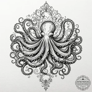 Octopus, tattoo sketch design, ornamental tat... - эскиз тату (№1752742048_0, 17.07.2025 08:47) — tattoo-photo.ru