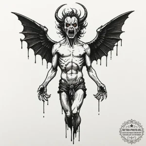 A minimalist tattoo of the pazuzu demon statu... - эскиз тату (№1752742203_0, 17.07.2025 08:50) — tattoo-photo.ru