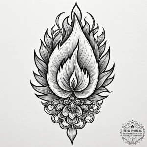 Tattoo sketch a single, powerful flame burnin... - эскиз тату (№1752742853_0, 17.07.2025 09:00) — tattoo-photo.ru