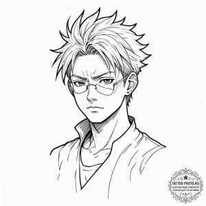 A graphic novel portrait of gojo satoru from... - эскиз тату (№1752742931_0, 17.07.2025 09:02) — tattoo-photo.ru