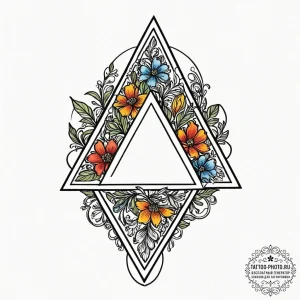 Tattoo sketch a simple triangle with a floral... - эскиз тату (№1752743164_0, 17.07.2025 09:06) — tattoo-photo.ru