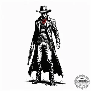 A linework tattoo of the gunslinger (roland d... - эскиз тату (№1752744794_0, 17.07.2025 09:33) — tattoo-photo.ru