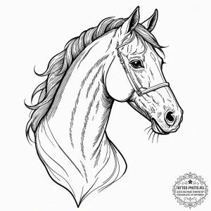 Horse, tattoo drawing outline, muted color pa... - эскиз тату (№1752745106_0, 17.07.2025 09:38) — tattoo-photo.ru