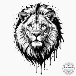Lion, ink illustration for tattoo, black and... - эскиз тату (№1752745183_0, 17.07.2025 09:39) — tattoo-photo.ru