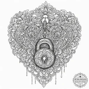 Tattoo design a stylized lock on one partner,... - эскиз тату (№1752745650_0, 17.07.2025 09:47) — tattoo-photo.ru