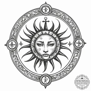 Tattoo sketch a zodiac symbol as a key to an... - эскиз тату (№1752746664_0, 17.07.2025 10:04) — tattoo-photo.ru