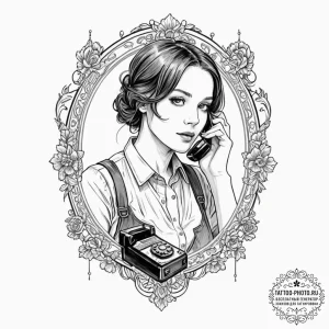 A trash polka tattoo of the "one phone call"... - эскиз тату (№1752746898_0, 17.07.2025 10:08) — tattoo-photo.ru