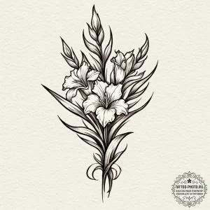 Gladiolus, tattoo sketch design, new school t... - эскиз тату (№1752746975_0, 17.07.2025 10:09) — tattoo-photo.ru
