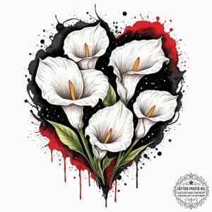 Calla lilies, tattoo sketch design, on a clea... - эскиз тату (№1752748534_0, 17.07.2025 10:35) — tattoo-photo.ru