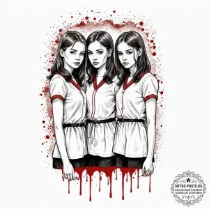 A trash polka portrait of the grady twins, wi... - эскиз тату (№1752749620_0, 17.07.2025 10:53) — tattoo-photo.ru