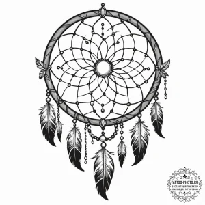 Tattoo design a dreamcatcher with shadowy fea... - эскиз тату (№1752750479_0, 17.07.2025 11:07) — tattoo-photo.ru
