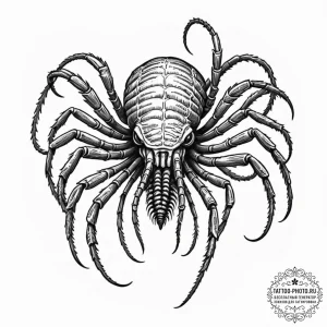 Linework tattoo of a facehugger, minimalist a... - эскиз тату (№1752750630_0, 17.07.2025 11:10) — tattoo-photo.ru