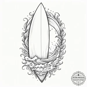 Tattoo sketch a stylized surfboard on one, a... - эскиз тату (№1752750709_0, 17.07.2025 11:11) — tattoo-photo.ru